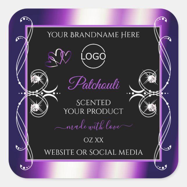 Lumineuse violet noir produit Étiquette Bijoux Log (Devant)
