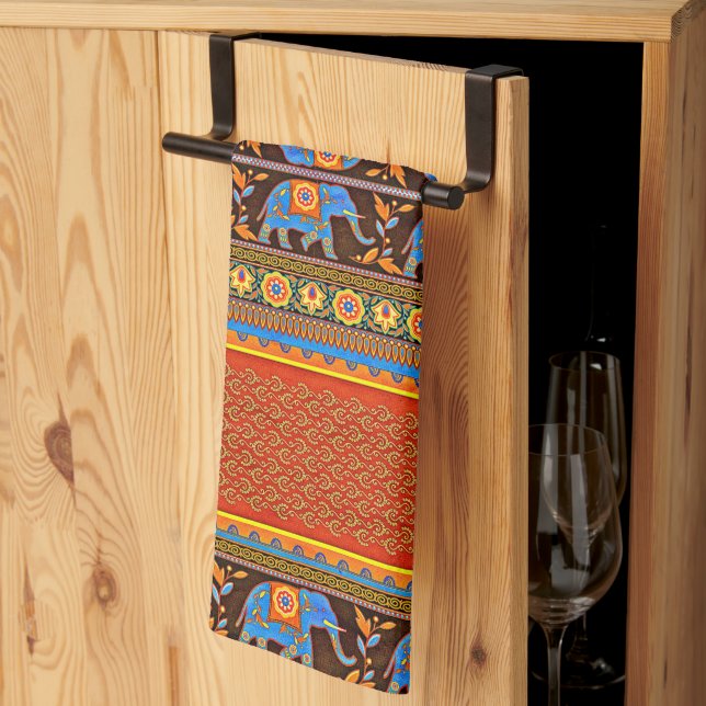 Lumineux éléphants serviette de cuisine (Pliage en tiers)