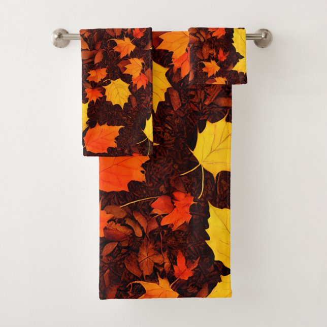 Lumineux L'Automne Feuilles Serviettes De Bain Ens (En situation)