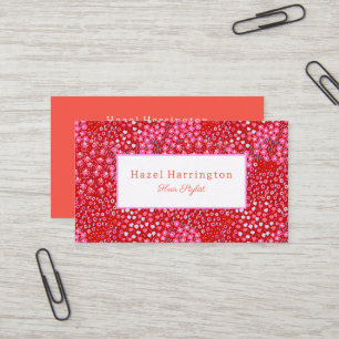 Lumineux Rouge rose Floral Carte de visite Hair St