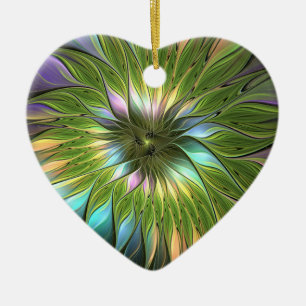 Luminful Fantasy Blume Fraktal Herz Keramik Ornament