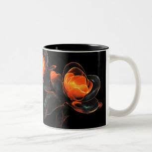 Luminöse Cyberflora Orange Black Cyber Blume Zweifarbige Tasse