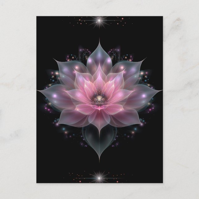 Luminöse Lotus-Blume - Hellrosa Schwarze Blüte Postkarte (Vorderseite)