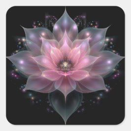 Luminöse Lotus-Blume - Hellrosa Schwarze Blüte Quadratischer Aufkleber
