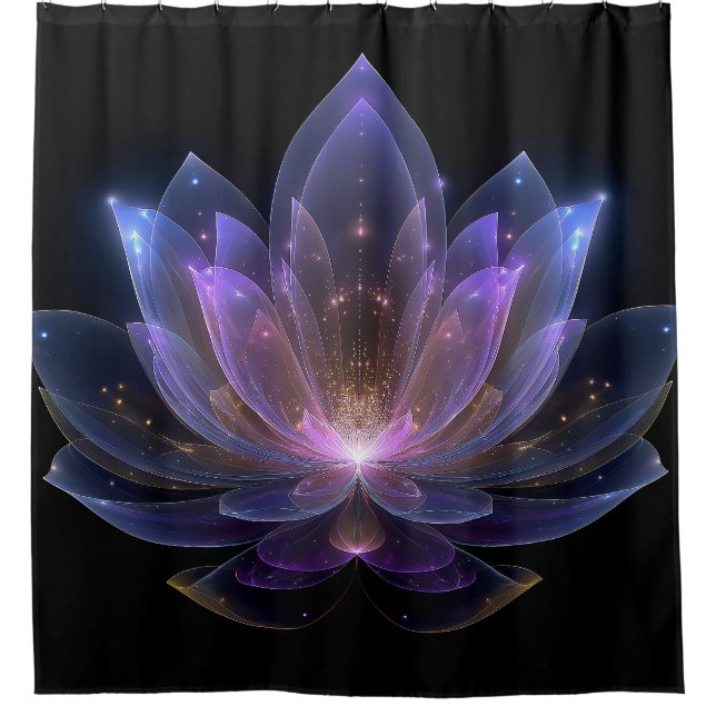 Luminöse Lotus-Blume - Lila blaues Schwarzes Blau Duschvorhang (Vorderseite)