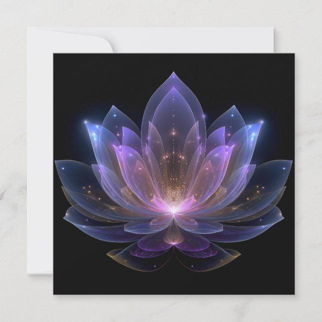 Luminöse Lotus-Blume - Lila blaues Schwarzes Blau Einladung (Vorderseite)