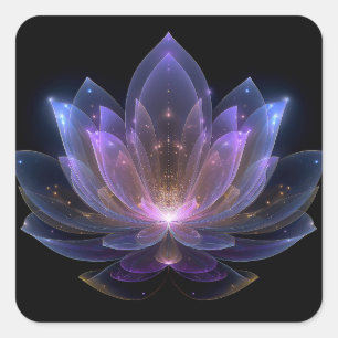Luminöse Lotus-Blume - Lila blaues Schwarzes Blau Quadratischer Aufkleber