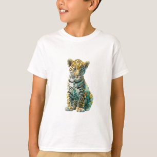 Luminöser ätherischer Leopardjungtier-Kunstprint T-Shirt