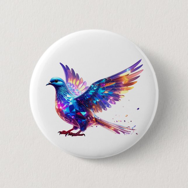 Luminöser Kristalltauben-Kunstprint Button (Vorderseite)