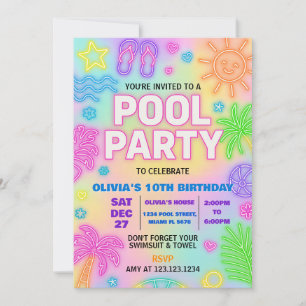 Luminosité dans l'obscurité Pool Party Invitation