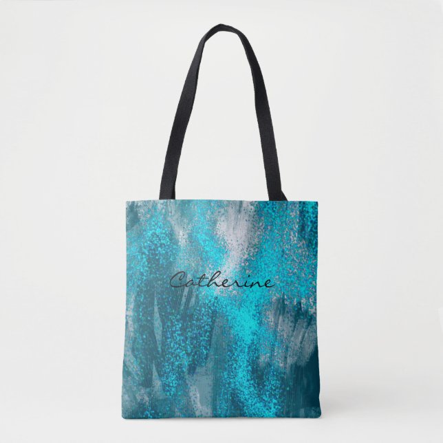 Luminous Blue Glitzern Spritzer Tasche (Vorderseite)