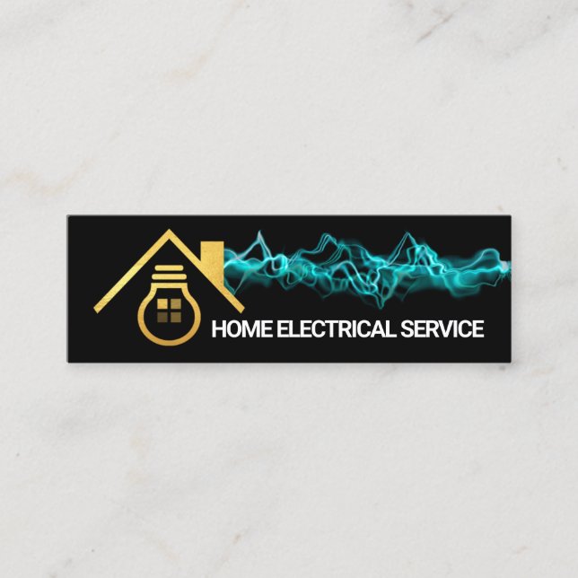 Luminous Blue Lightning Gold Bulb Zuhause Electric Mini Visitenkarte (Vorderseite)
