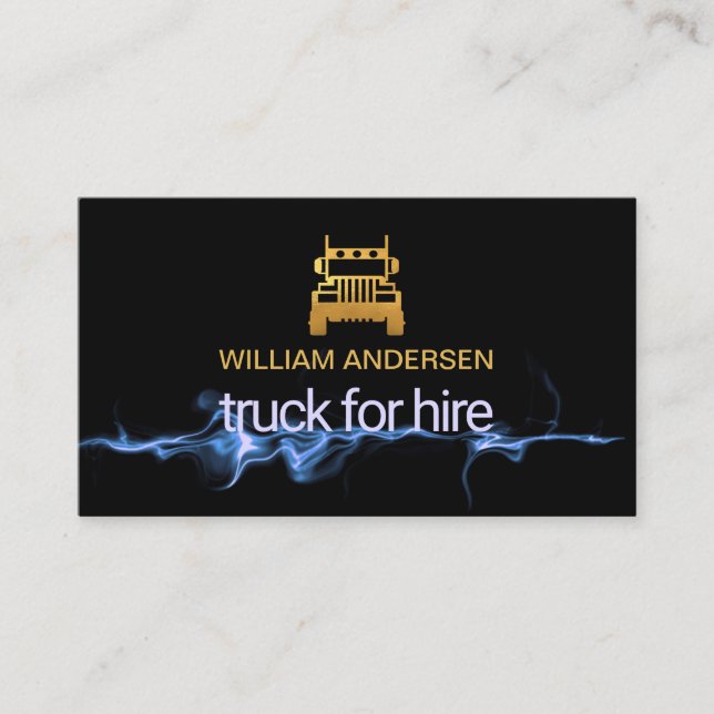 Luminous Blue Lightning LKW Transport Visitenkarte (Vorderseite)