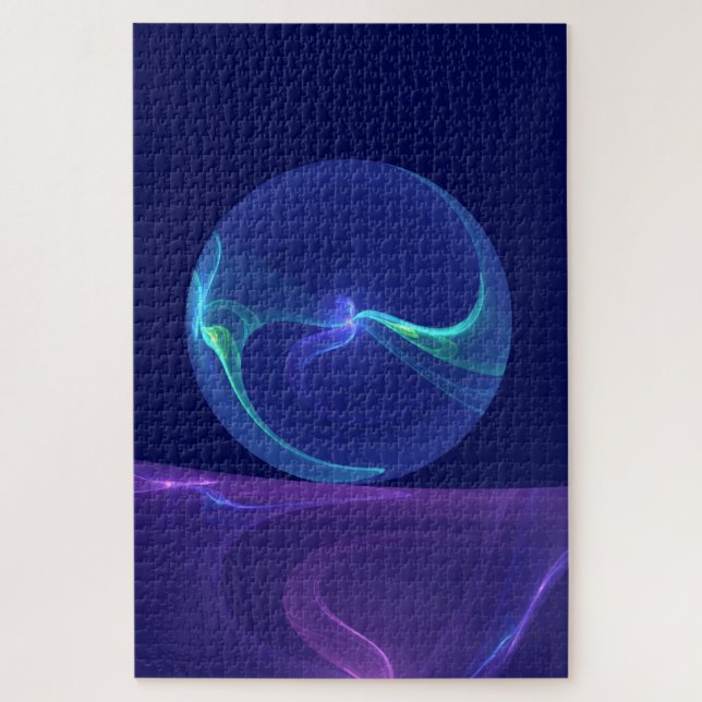 Luminous Blue Lila Dream Abstraktes Fraktal Kunst, (Vertikal)