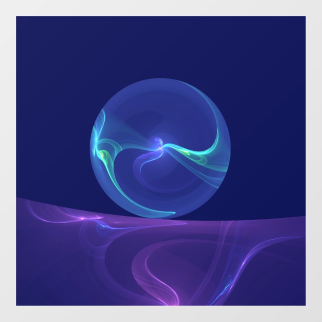 Luminous Blue Lila Dream Abstraktes Fraktal Kunst, Fensteraufkleber (Blatt)