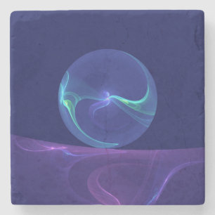 Luminous Blue Lila Dream Abstraktes Fraktal Kunst, Steinuntersetzer