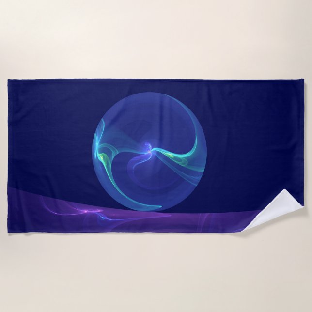 Luminous Blue Lila Dream Abstraktes Fraktal Kunst, Strandtuch (Vorderseite)