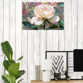 Luminous Blush-Rose-Falsches-Buntglas-Pastell Poster