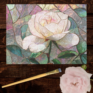 Luminous Blush Rose Faux Buntglas Pastell Seidenpapier