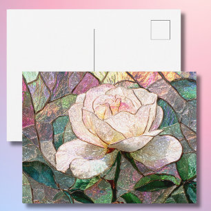 Luminous Blush-Rosen-Faux-Buntglas Pastell Postkarte