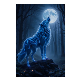 Luminous Celestial Wolf Poster