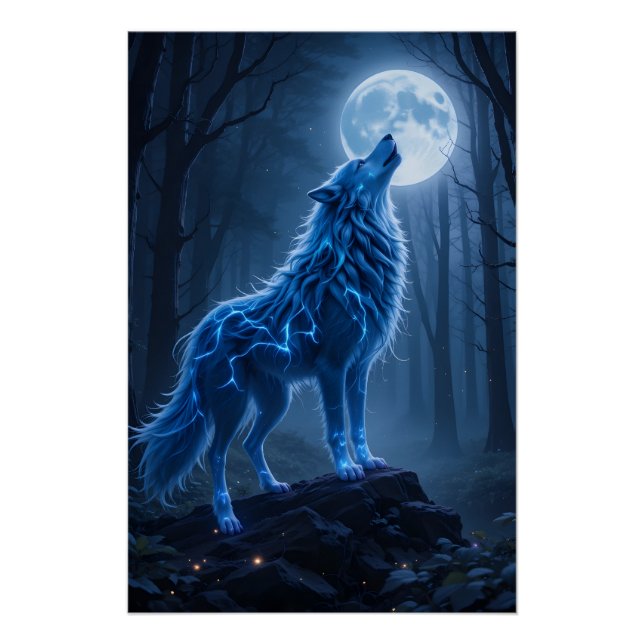 Luminous Celestial Wolf Poster (Vorderseite)
