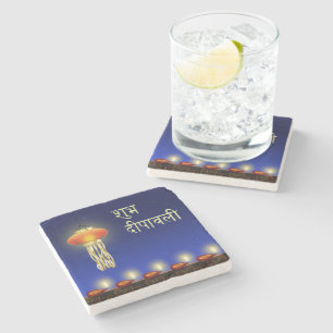 Luminous Diwali Lamp - Marmorsteinstein - Unterset Steinuntersetzer