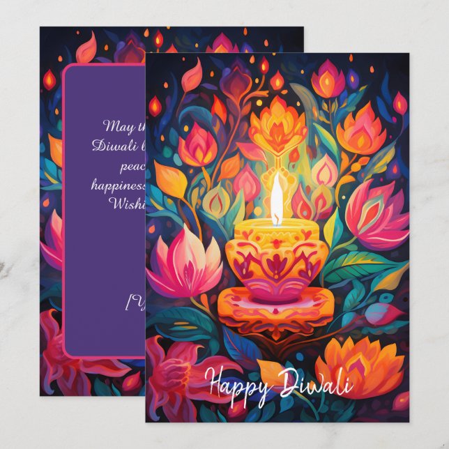 Luminous Diwali Splendor-Karte Einladung (Vorne/Hinten)
