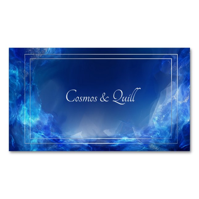 Luminous Ethereal Abstrakt Blue & Silver Magnetische Visitenkarte (Vorderseite)