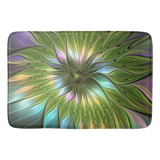 Luminous Fantasy Blume Fraktal Art Badematte (Vorderseite)
