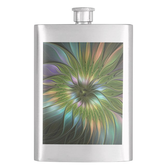 Luminous Fantasy Blume Fraktal Art Flachmann (Vorderseite)