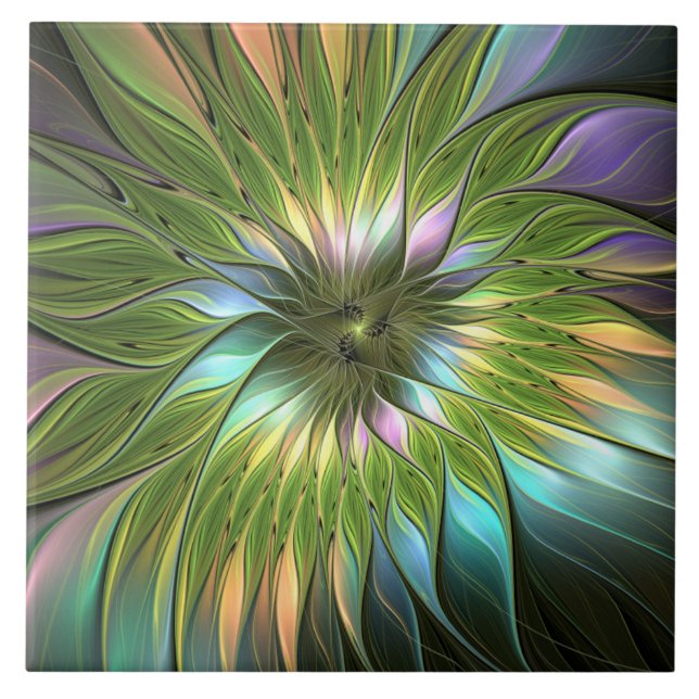 Luminous Fantasy Blume Fraktal Art Fliese (Vorderseite)