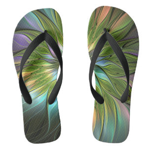 Luminous Fantasy Blume Fraktal Art Flip Flops