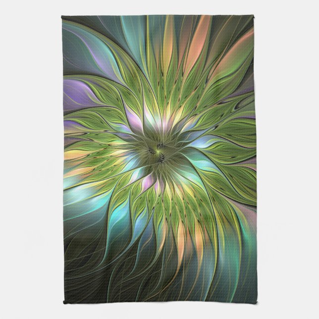 Luminous Fantasy Blume Fraktal Art Geschirrtuch (Vertikal)