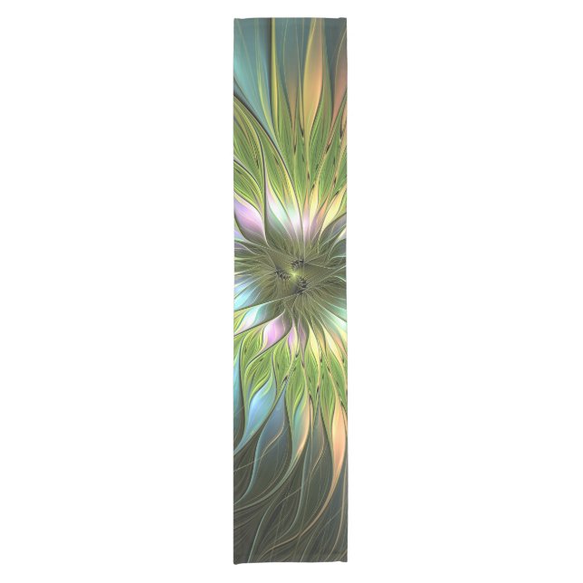 Luminous Fantasy Blume Fraktal Art Kurzer Tischläufer (Vorderseite)