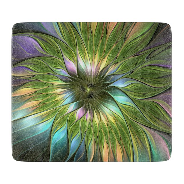 Luminous Fantasy Blume Fraktal Art Schneidebrett (Vorderseite)