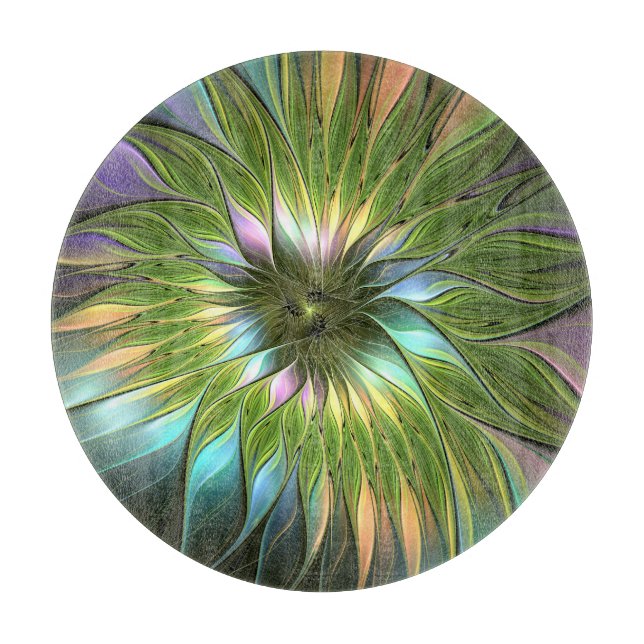 Luminous Fantasy Blume Fraktal Art Schneidebrett (Vorderseite)