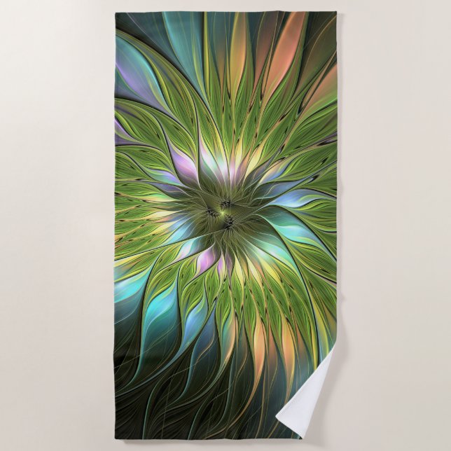 Luminous Fantasy Blume Fraktal Art Strandtuch (Vorderseite)
