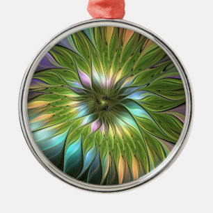 Luminous Fantasy Blume Fraktal Runde Ornament Aus Metall