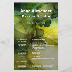 Luminous Flow Grüne abstrakte Aquarellmalerei Flyer