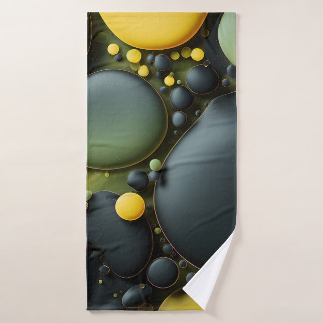 Luminous Fluid Dynamics: Yellow and Green Abstract Badehandtuch (Badehandtuch)