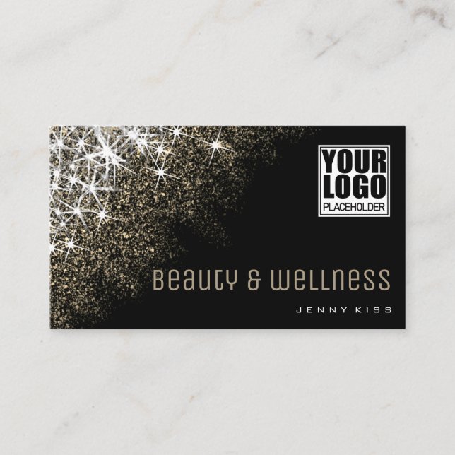 Luminous Gold Glitzer Stars Extravagant Wellness Visitenkarte (Vorderseite)