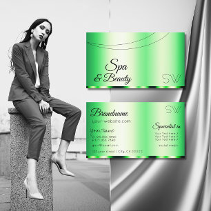 Luminous Green Glamour mit Monogram Stylish Visitenkarte