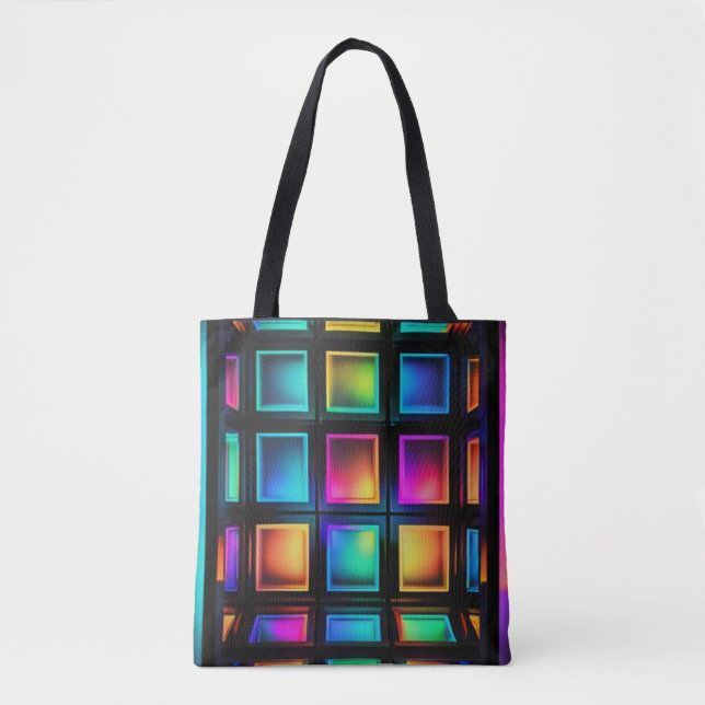 Luminous Grid Spectrum Tote Tasche (Vorderseite)