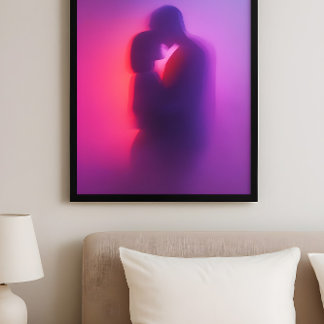 Luminous Lovers – Neon-Silhouette-Romantik-Kunst Poster