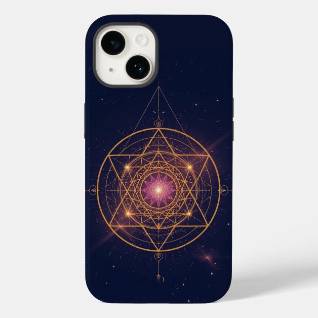 Luminous Mandala of Golden Harmony Case-Mate iPhone 14 Hülle (Rückseite)