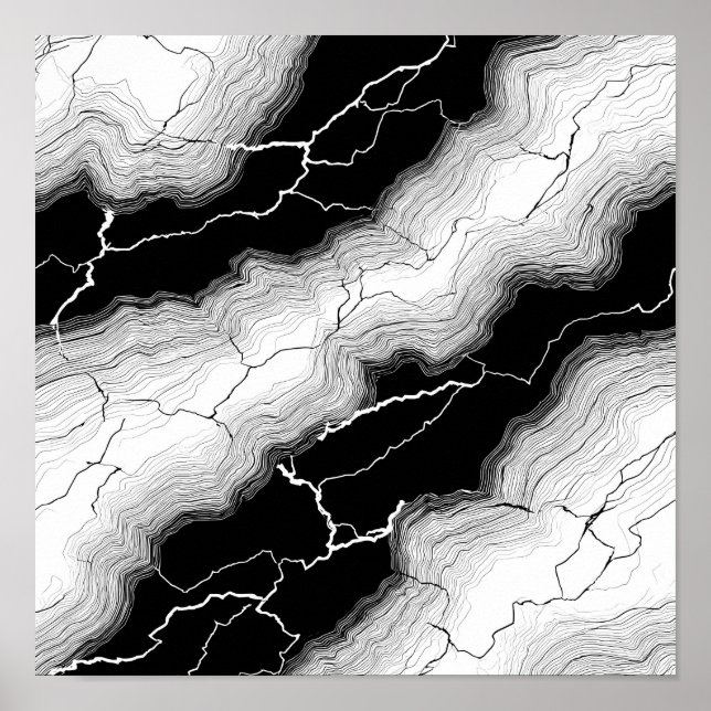 Luminous Molten Flow Decoupage Template Line Art Poster (Vorne)