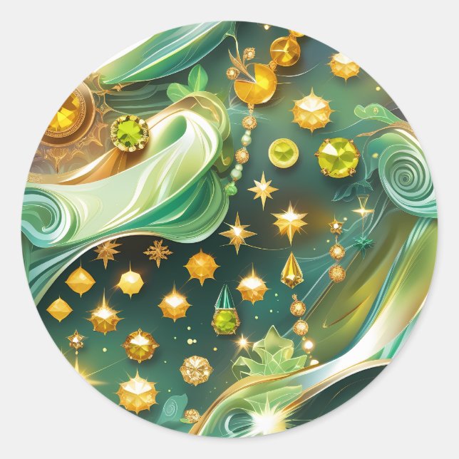 Luminous Peridot Citrine Celestial Moon Runder Aufkleber (Vorderseite)