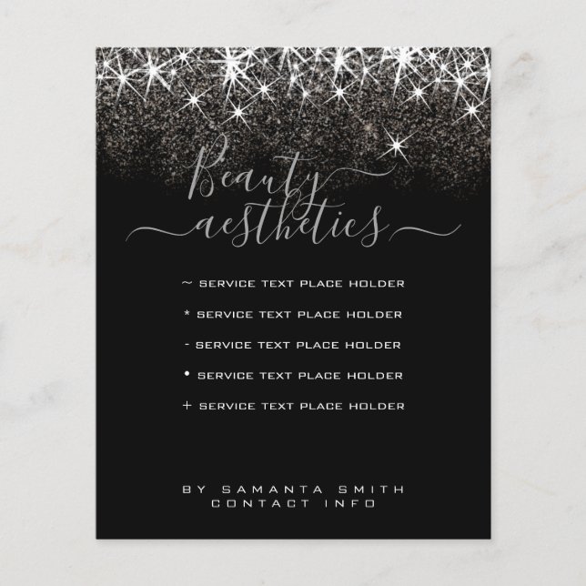 Luminous Platinum Silver Glitzer Eleganter Flyer (Vorderseite)