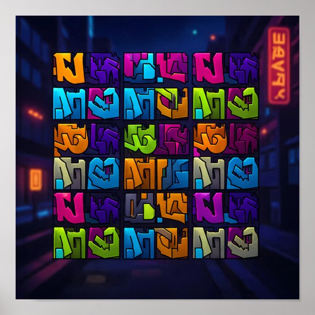 Luminous Pop Art Graffiti Wall Decor Print Poster (Vorne)